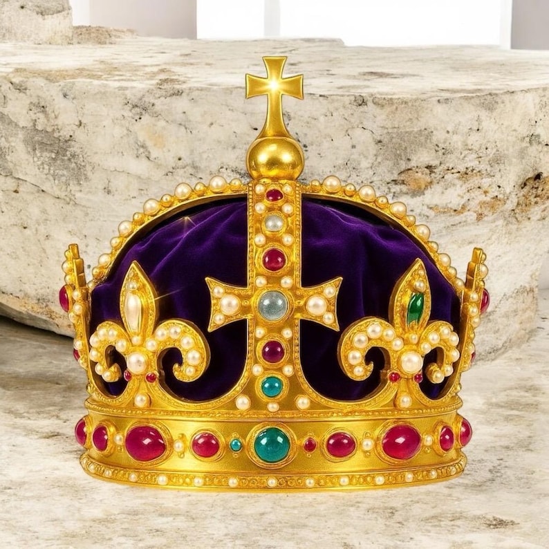 CORONA Enrico HENRY VIII della famiglia dei Tudor. Ottone Bagno Oro Elettrolitico. Riproduzione Esatta, Misure personalizzabili. Bild 5