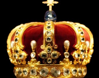 CROWN William II of Prussia Kaiserkrone Wilhelms II. Gold Plated Crown Replica with Gemstones. Customizable Size