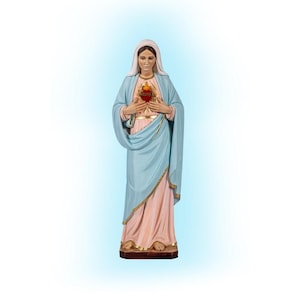 Handcrafted Sacred Heart of Mary Statue. Fiberglass different measures. Sacred Heart of Mary Various Measures