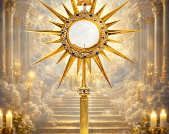 Custodia Custodia Ensamblada a Mano Altura Cm. 80 (31 1/2") Diámetro de la Hostia 16 (6 1/4") Baño Galvánico Oro sobre Latón Antioxidante