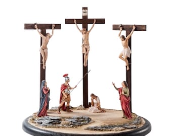 The Passion of Christ Complete Scene. Jesus Crucified - Handmade Religious Artwork