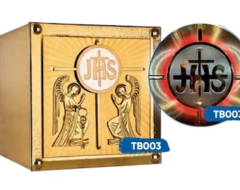 Tabernáculo de altar disponible en 4 tamaños (también disponible para montaje en pared bajo pedido). Lámpara eterna incluida.
