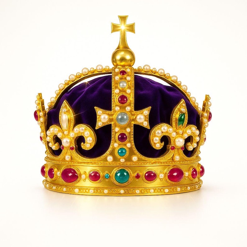 CORONA Enrico HENRY VIII della famiglia dei Tudor. Ottone Bagno Oro Elettrolitico. Riproduzione Esatta, Misure personalizzabili. Bild 1