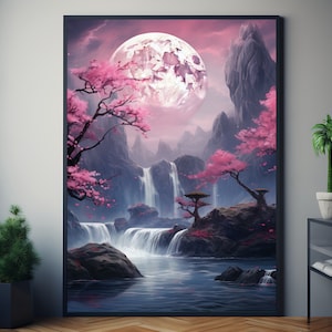 Japanisches Wandgemälde, Landschaftsdrucke, japanische Landschaftsmalerei, druckbares Wandgemälde, digitaler Kunst-Download, hohe Qualität
