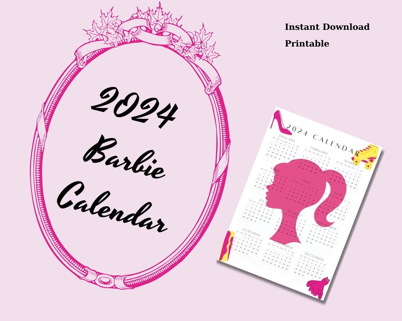2024 Barbie Calendar Printable Product Desk Calendar Etsy