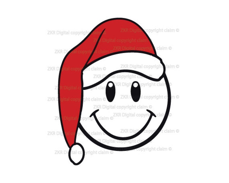 Smiley Face Santa, Smiley Face Svg, Smiley Emoji Svg, Smiley Face Xmas, Happy Face Xmas, Santa ...