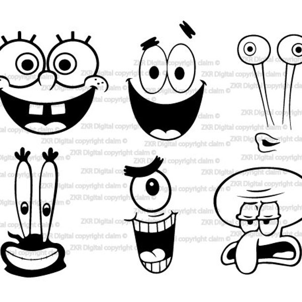 Sponge Bob Svg, Sponge Bob Face, Sponge Bob Clip Art, Spongebob Cricut, Sponge Bob Tshirt, faces, bundle svg, bob esponja, cut file svg, png