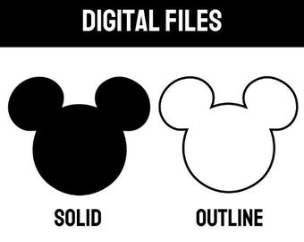 Mickey mouse face, Mickey Mouse Head Svg, Png for Cricut, Silhouette, name, Cutting Plotter, outline, solid, digital download, happy mickey