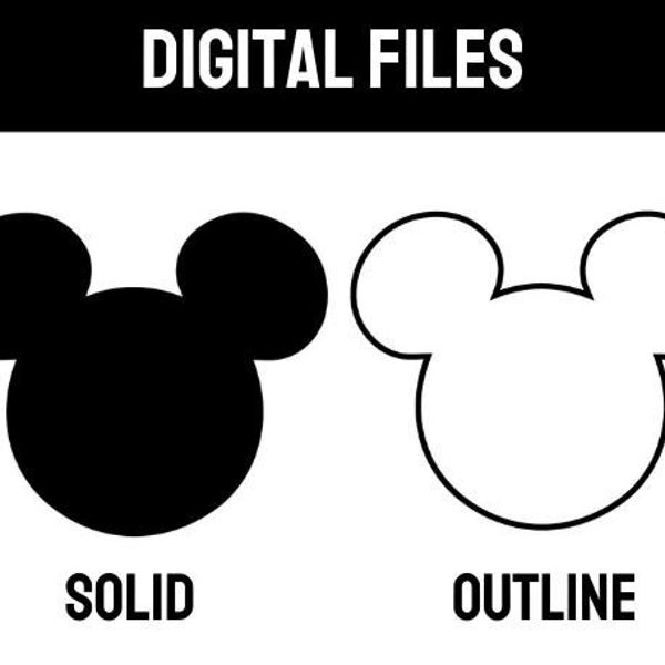 Faccia di Topolino, Testa di Topolino Svg, Png per Cricut, Silhouette, nome, Plotter da taglio, contorno, solido, download digitale, Topolino felice