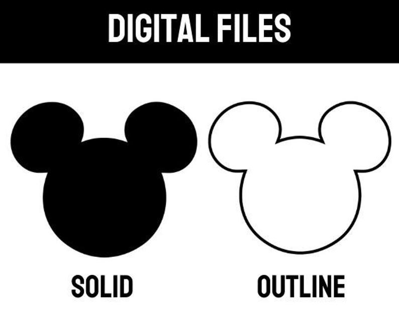 Mickey mouse face, Mickey Mouse Head Svg, Png for Cricut, Silhouette, name, Cutting Plotter, outline, solid, digital download, happy mickey image 1