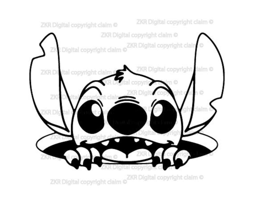 Stitch Peeking SVG, Stitch Face Svg, Stitch Svg, Happy Stitch Face