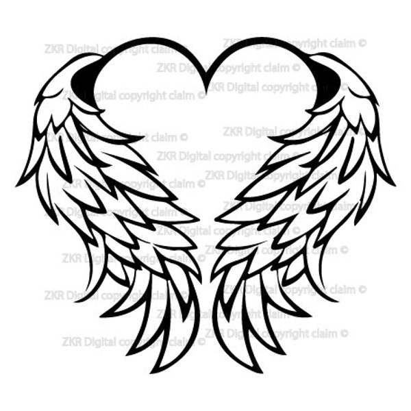 Angel heart wings Svg, Angel wings Svg, Heart with wings Svg, Angel Svg, Wings halo Svg, Love wings, Heart wings, angel, heart, wing, png