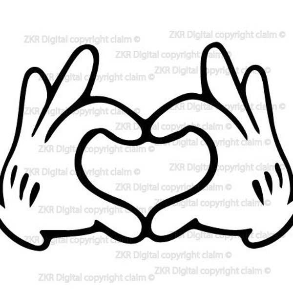 Mickey heart hands svg, heart hands SVG, Gloves svg, finger heart svg, love svg, couples svg, Gloves, valentine day svg, love heart cut file