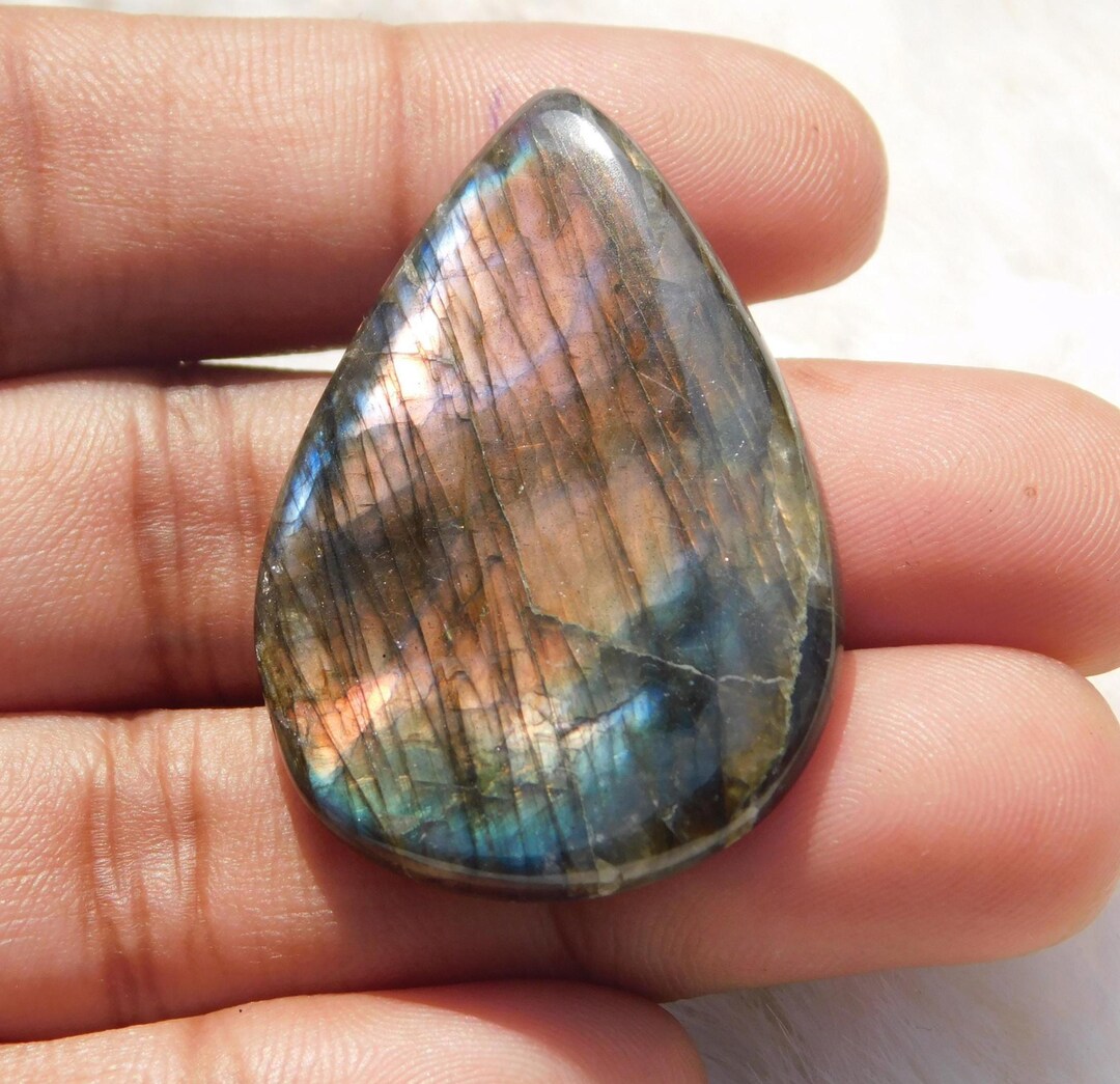 天然ラブラドライトカボション宝石：ジュエリー製作用ルースストーン