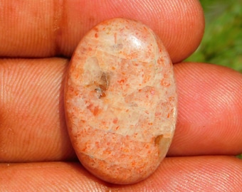 Natural Sunstone Cabochon Gemstone: Orange Loose Stone, 29 ct
