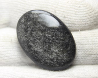Marvellous Top Grade Quality 100% Natural Silver Sheen Obsidian  Shape Cabochon Loose Gemstone For Making Jewelry. 31 Ct #855