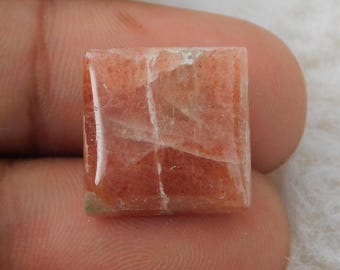 Natural Sunstone Cabochon Gemstone: 10 Carat Orange Loose Stone (14x14x5mm #3444