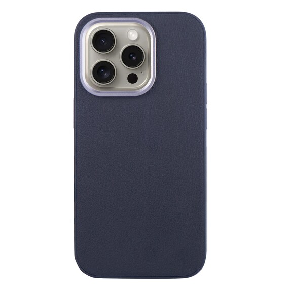 Leatherette iPhone 14 Pro Case: Metallic Edge, Slim Fit
