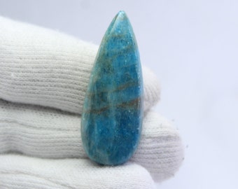 Exclusive Top Grade Quality 100% Natural Neon Blue Apatite Pear Shape Cabochon Loose Gemstone For Making Jewelry. 34 Ct #62