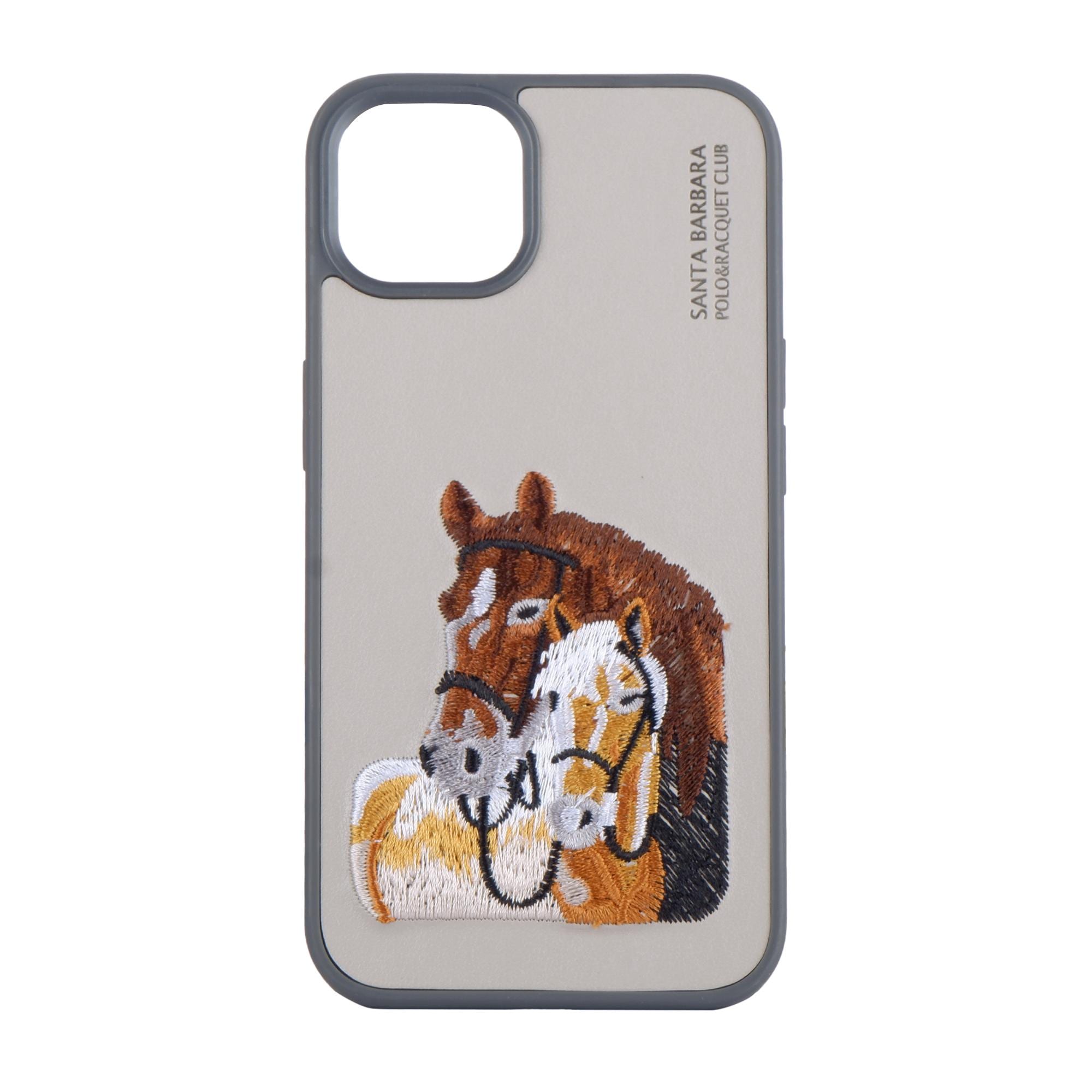 Embroidered Horse iPhone 13 Case - Santa Barbara Polo Club Leather 