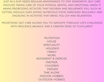 self care worksheet