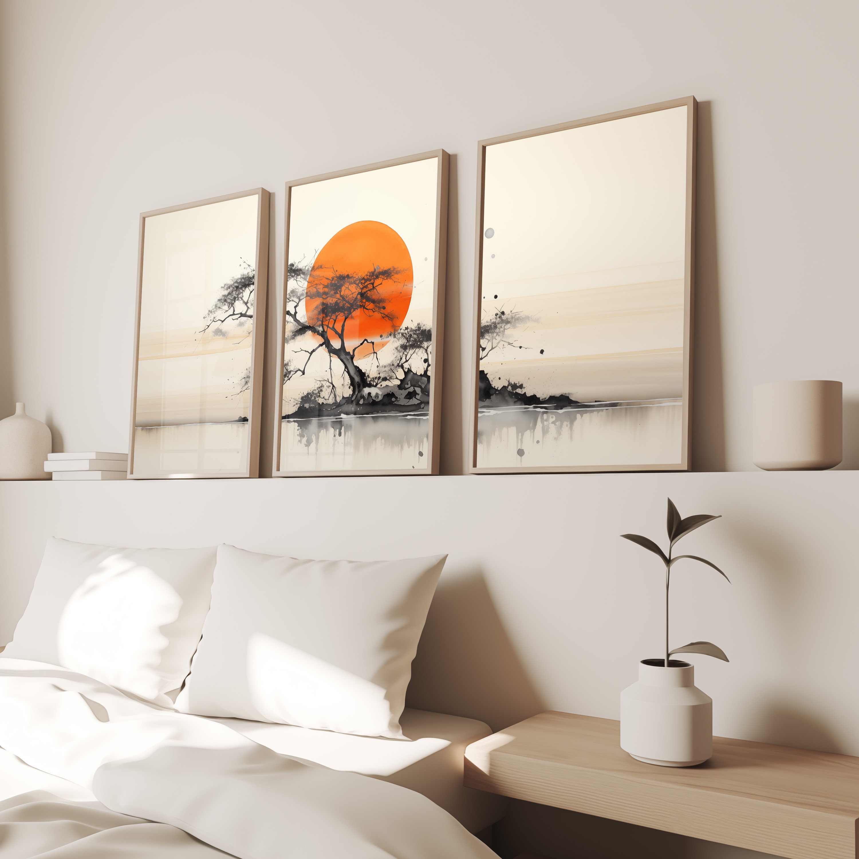 Japandi Wall Art, Abstract Japanese Wall Decor, Abstract Wabi Sabi Art ...