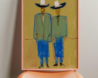 Cowboy Abstract Art Print | Southwestern Eclectic Wall Decor (Matte Paper or Canvas)