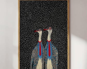 Abstract Bird Art Modern Abstract Bird Wall Art Emus Wall Art Print Whimsical Animal Wall Art Minimalist Nature Art Colorful Emus Poster