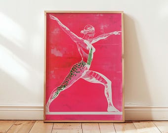 Yoga Art Print – Anatomical Yoga Poster, Modern Fitness Wall Art, Warrior Pose Artwork, Sports Medicine Decor, Gym Aesthetic Gift
