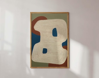 Arte de pared abstracto en tonos tierra, estilo wabi sabi japonés, impresión moderna, minimalista, formas orgánicas, arte de pared neutro de mediados de siglo, decoración ecléctica