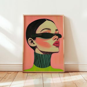 Modern Feminine Portrait Print Bold Pop Art Woman Decor Trendy Minimalist Art Colorful Abstract Face Illustration Contemporary Aesthetic