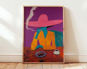 Abstrakt Cowgirl Wand Kunst Bunt Ästhetischer Druck Moderne Rodeo Pop Art Poster Ausdrucksstarke Malerei Eklektische Landdekor