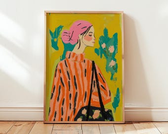 Feminine Vibrant Art, Maximalist Home Decor, Preppy Wall Art , Trendy Wall Decor , Eclectic Art Decor, Retro Feminist Art , Vibrant Poster
