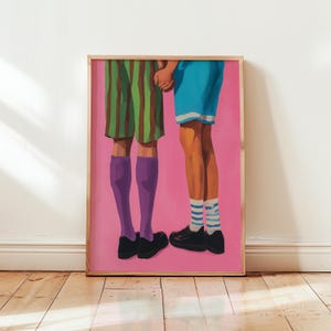 LGBTQ + Kunstdruck | Buntes Händchenhalten Gemälde | Stolz Wandkunst | Modernes Abstraktes Paar Poster | Liebe und Freundschaft Dekor