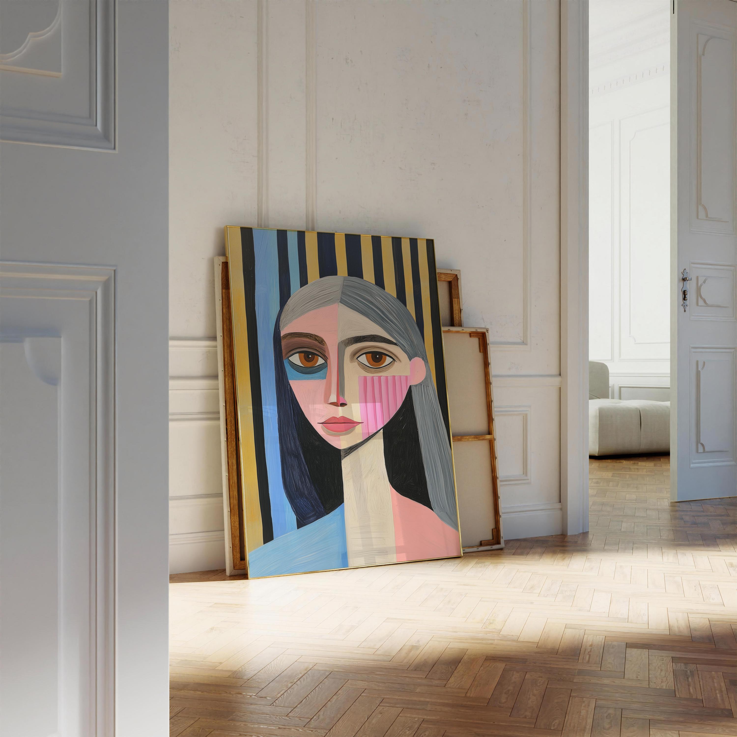 Abstract Woman Portrait Art Color Block Woman Portrait Print Geometric ...