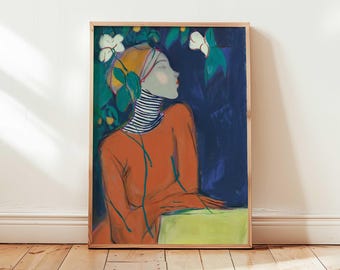 Modern Feminine Art Abstract Woman Art Modern Floral Woman Art Print Colorful Minimalist Portrait Wall Art Illustration Feminine Decor