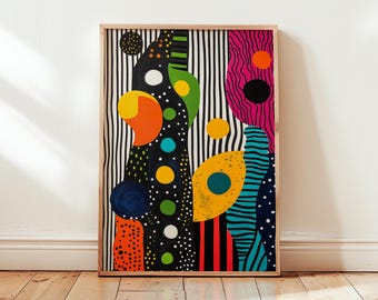 Colorful Modern Art Dopamine Decor Wall Art Eclectic Wall Art Colorful Abstract Print Trendy Wall Art Maximalist Wall Art