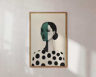 Abstract Woman Portrait Print Minimalist Art Modern Fashion Wall Art Neutral Scandinavian Decor Black White Minimalist Art Feminine Art
