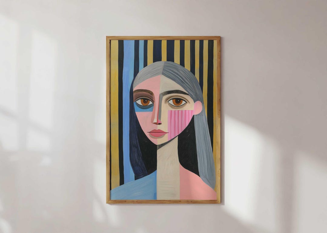 Abstract Woman Portrait Art Color Block Woman Portrait Print Geometric ...