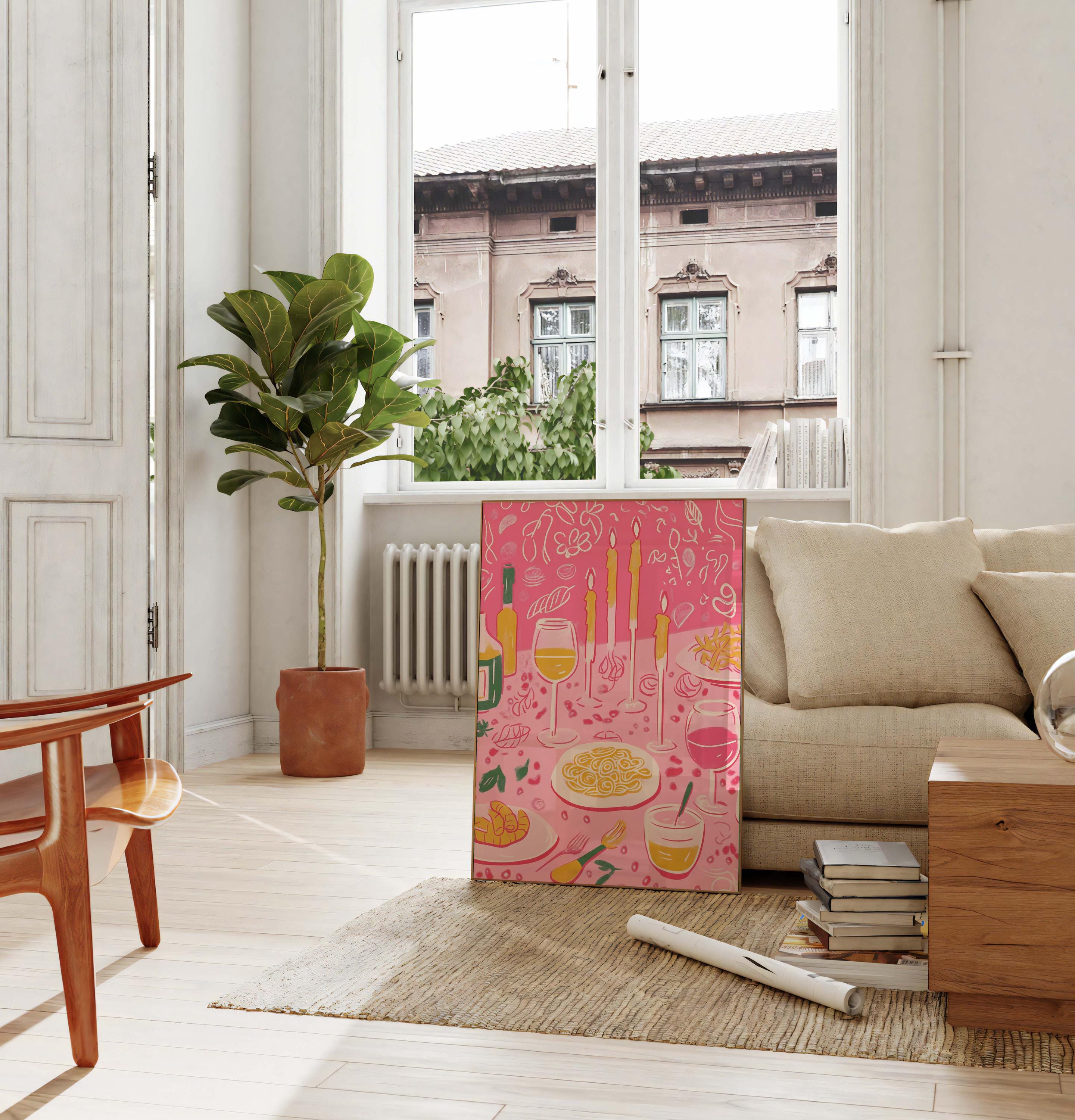 best kitchen wall art: vibrant prints to elevate your... Vibrant Dining Table Art Print | Maximalist Food and Drink Decor ...