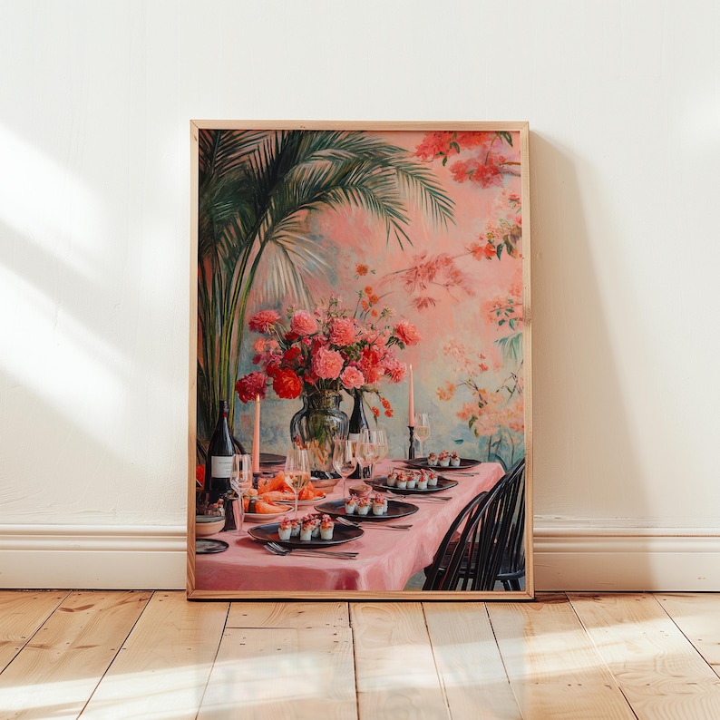 Colorful Dinner Table Art Print - Maximalist Wall Art for Kitchen Decor ...