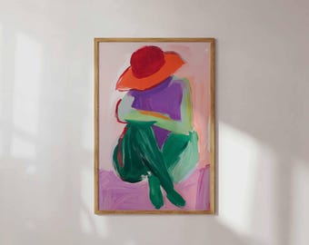 Abstract Woman Art Print | Colorful Modern Portrait | Expressionist Fashion Wall Art | Bold Feminine Decor | Chic Minimalist Artwork Edgy