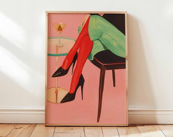 Designer schoenen Art Print, trendy mode schoenen handgetekende schets, kleurrijke stijlvolle poster, esthetische appartement slaapzaal decor girly kunst aan de muur