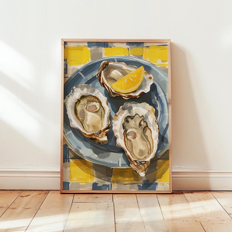 Oyster Art Print - Coastal Wall Decor, Nautical Seafood Artwork for ...
