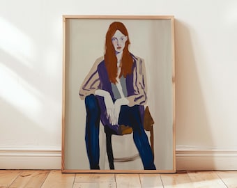 Fashion Wall Art Modern Portrait Print Vintage Aesthetic Poster Chic Vogue-Inspired Art Old Money Aesthetic Decor Stylish Retro Illustration