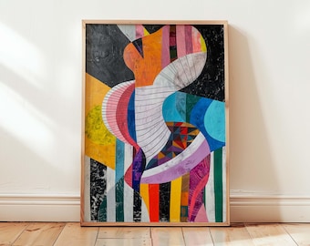 Eklektische moderne Kunst lebendiges Kunstwerk Bunte abstrakte Kunst Großes maximalistisches abstraktes Werk Lebendige bunte Kunst Bunte Geometrische Kunst