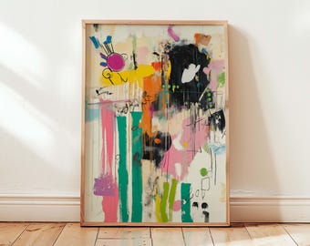 Colorful Abstract Modern Art Vibrant Artwork Colorful Abstract Art Large Maximalist Abstract Work Vivid Colorful Art Colorful Geometric Art