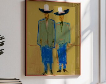 Two Cowboys Wall Art, Western Cowboy Print, Modern Ranch Decor, Southwestern Art Poster, Rustic Rodeo Wall Decor