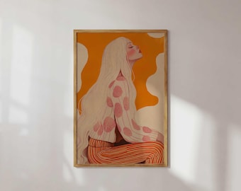 Colorful Girl Art Print Modern Feminine Wall Art Abstract Woman Portrait Trendy Aesthetic Print Girly Wall Art Maximalist Decor Eclectic Art