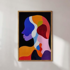 Colorful Abstract Modern Art Whimsical Colorful Art Print Bold Abstract Woman Wall Art Colorful Silhouette Print Modern Feminine Artwork